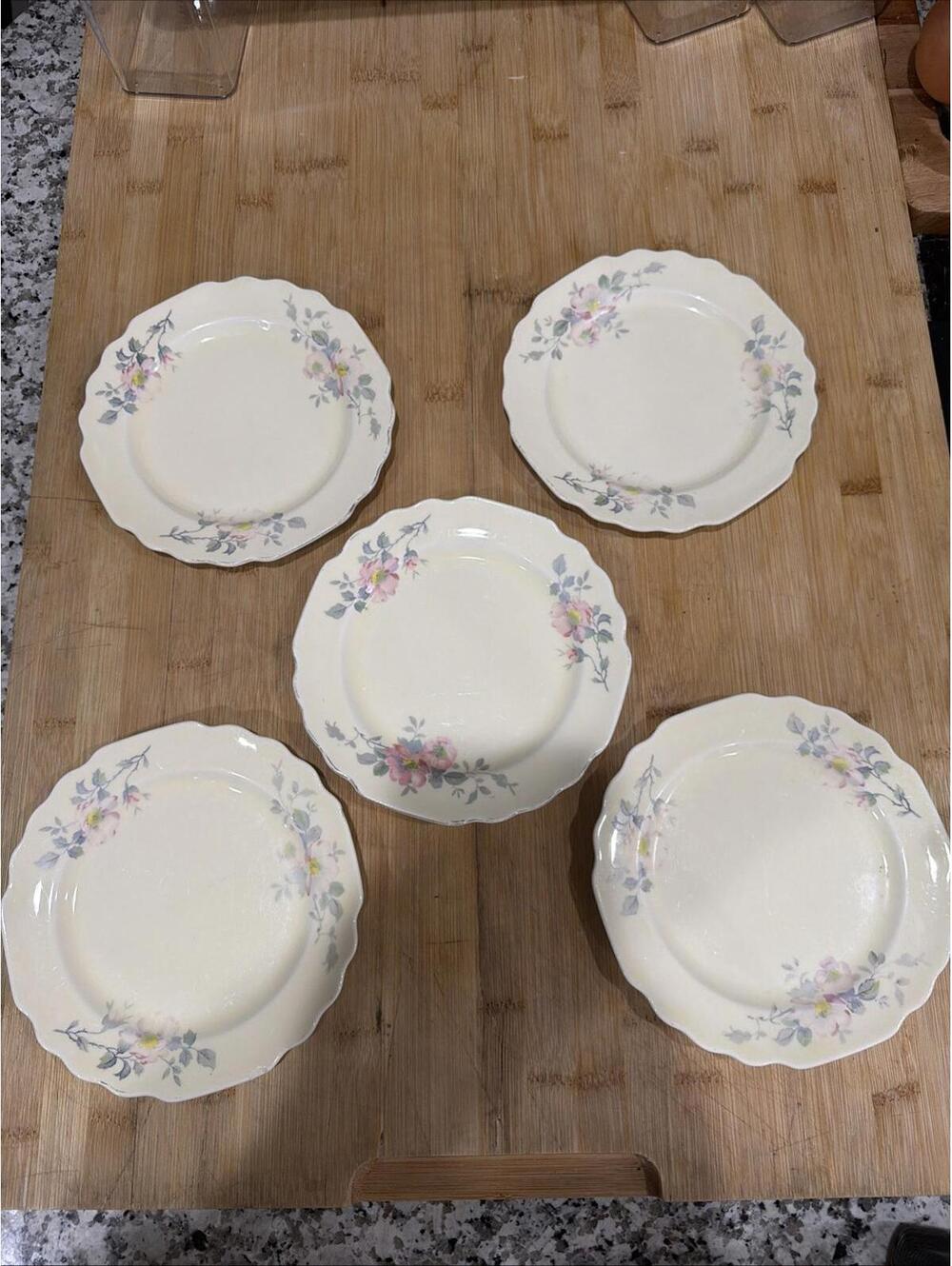 Set of 5 VINTAGE Lido W.S. George CANARYTONE 6-5/8” Bread & Butter Plates *